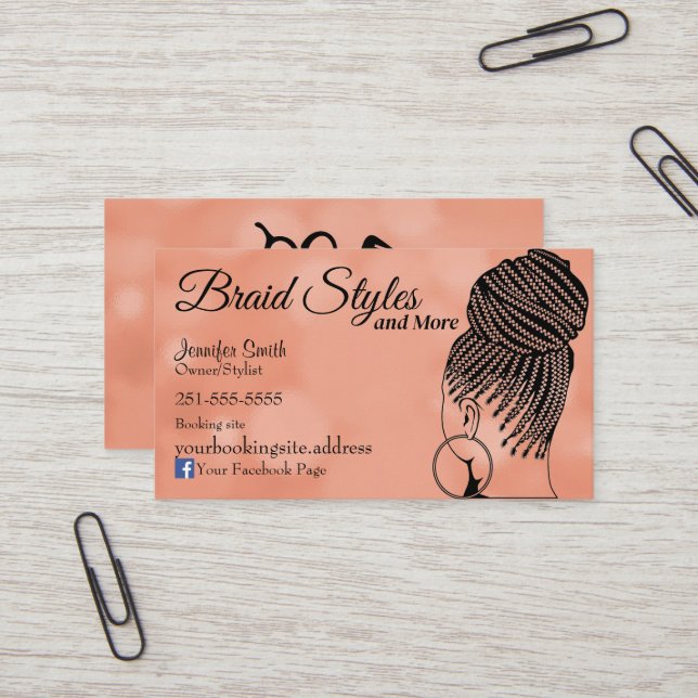 Carte De Visite Bracelet de cheveux rose doux (Devant/Arrière en situation)