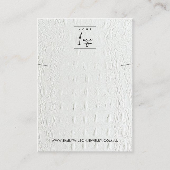 CARTE DE VISITE BRACELET EN CUIR BLANC TEXTURE EN COULEUR (Devant)