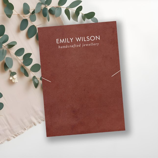 CARTE DE VISITE BRACELET EN CUIR ROUGE BRUN TEXTURE EN LACE COULEU (Créateur téléchargé)