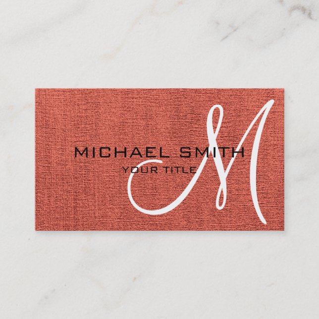 Carte De Visite Bracelet en toile rouge look Monogramme (Devant)