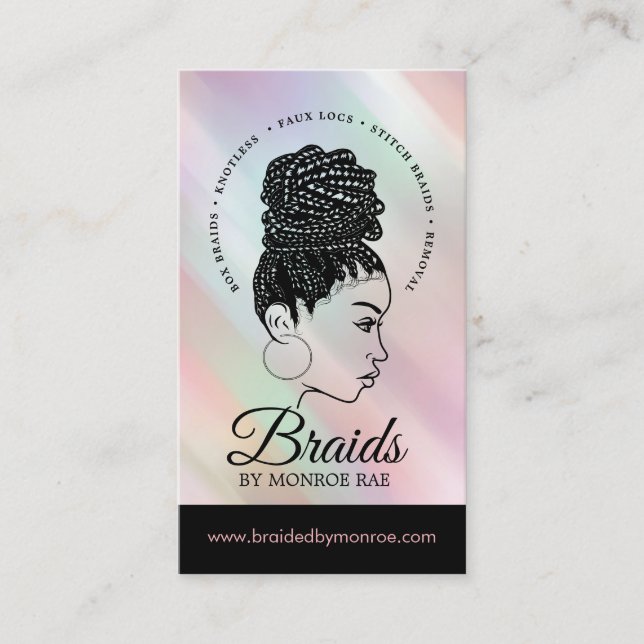 Carte De Visite Braider Braids Beauty Salon de Beauté (Devant)