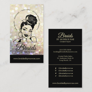 Carte De Visite Braider/Braids/Braids/Braiding/Salon - Gold Bokeh 