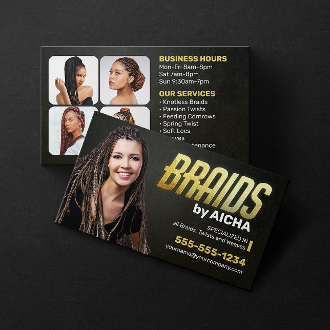 Carte De Visite Braideur de cheveux de salon Black Africain Braiin (Créateur téléchargé)