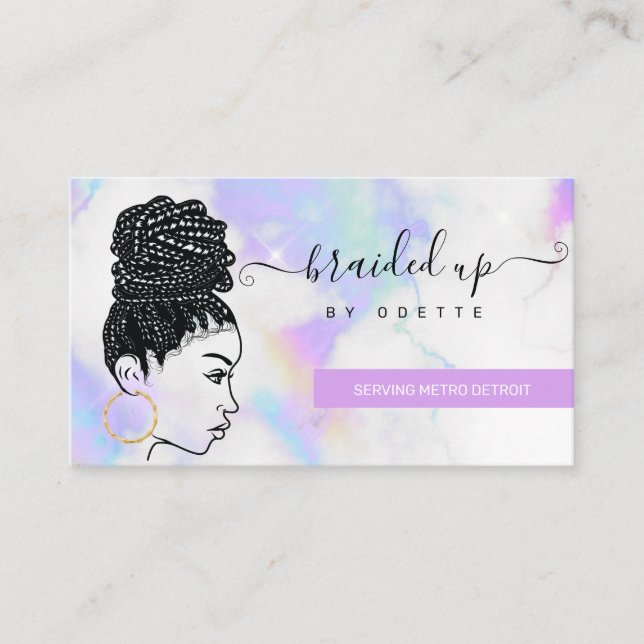 Carte De Visite Braiement de cheveux Braider Stylist Pastel Clouds (Devant)
