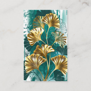 Carte De Visite Branche avec Feuilles d'or Ginko Biloba