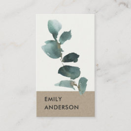 CARTE DE VISITE BRANCHE DE FOLIAGE EUCALYPTUS GREEN KRAFT WATERCOL