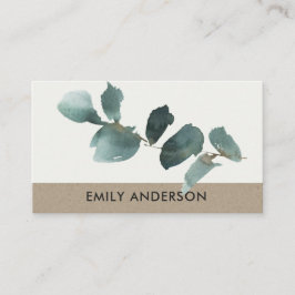 CARTE DE VISITE BRANCHE DE FOLIAGE EUCALYPTUS GREEN KRAFT WATERCOL