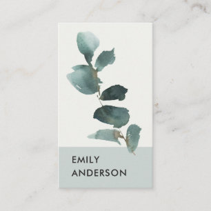 CARTE DE VISITE BRANCHE DE FOLIAGE VERT EUCALYPTUS GREEN GRAS WATE