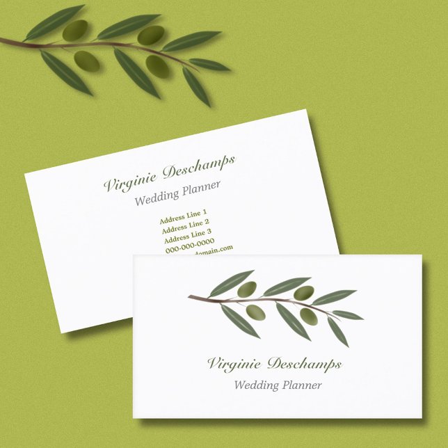Carte De Visite Branche d'olive aquarelle (Watercolor Olive Branch Business Card)