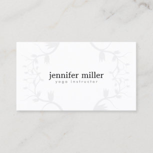 CARTE DE VISITE BRANCHES FLORALES EN GRIS CLAIR