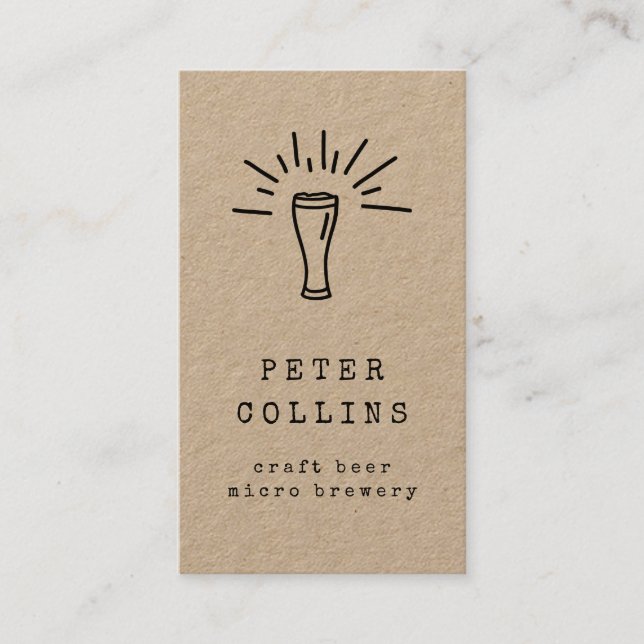 Carte De Visite brasserie en verre de bière microbrasserie en bois (Devant)