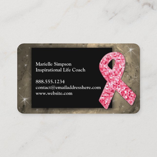 Carte De Visite BRCA Parties scintillant rose Cancer du sein Survi (Dos)