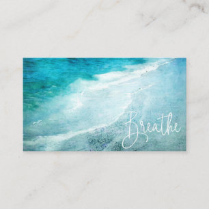 Carte De Visite Breathe Beach Citation océan bleu Turquoise