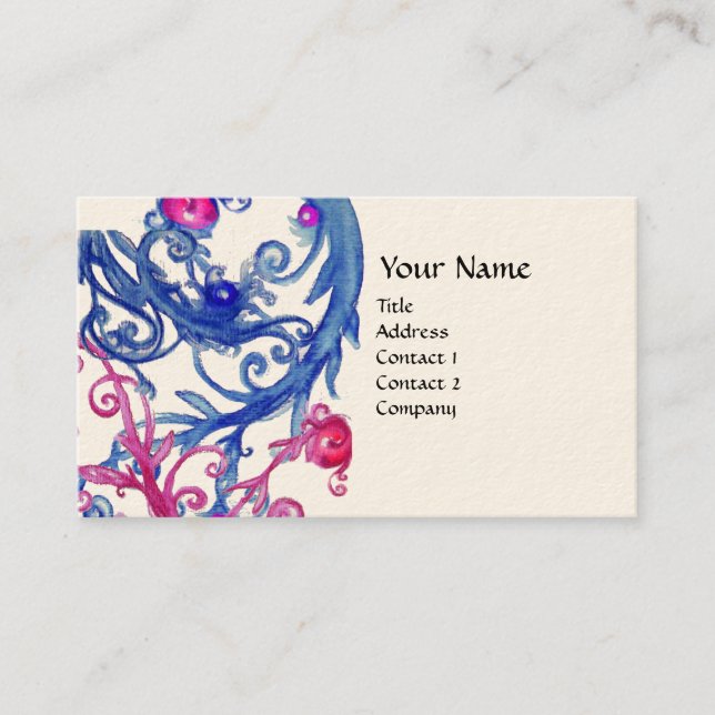 Carte De Visite BRERIES BLEUES SWIRLS crème métallique (Devant)