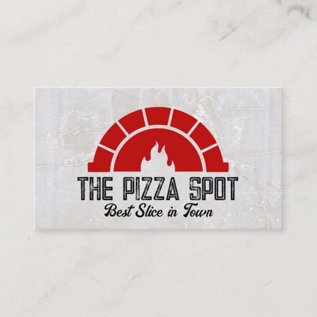 Carte De Visite Brick Oven Flame Logo | Pizza Shop (Devant)