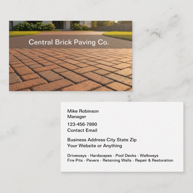 Carte De Visite Brick Paving And Pavers Theme Business Cards (Devant / Derrière)