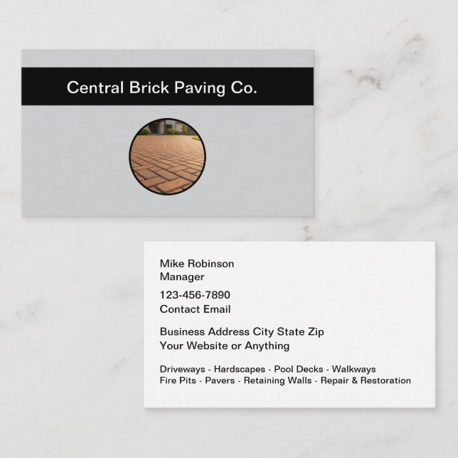 Carte De Visite Brick Paving And Pavers Theme Business Cards (Devant / Derrière)