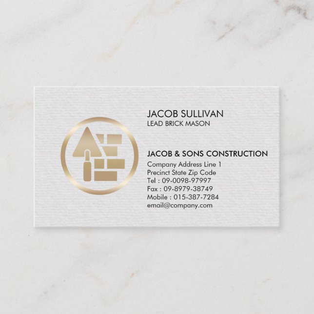 Carte De Visite Brick Stone Mason Masonry Construction (Devant)