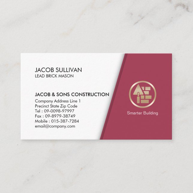 Carte De Visite Brick Stone Mason Masonry Construction (Devant)