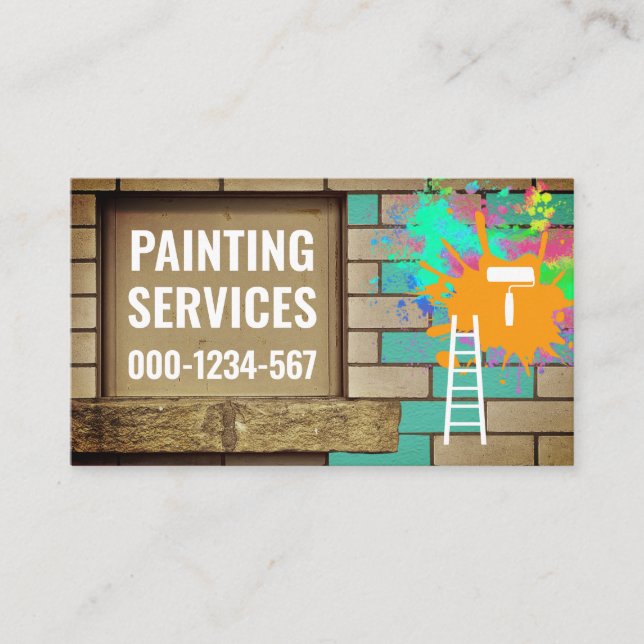 Carte De Visite Brick Wall Paint Splatter Painter (Devant)