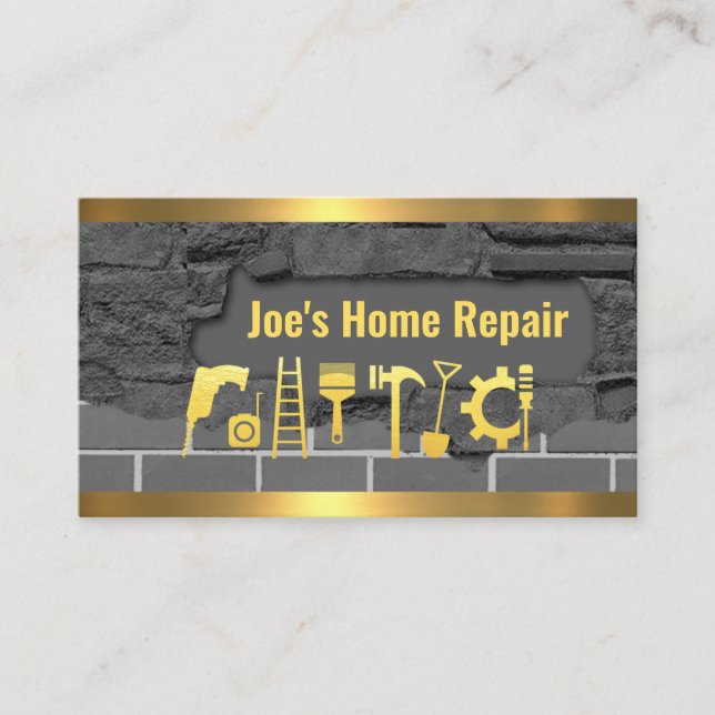 Carte De Visite Brickwork Masonry In Gold Border (Devant)