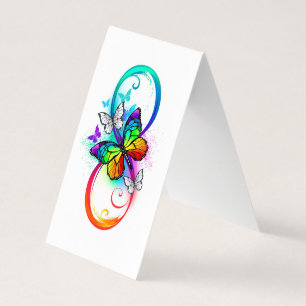 Carte De Visite Bright infinity with rainbow butterfly