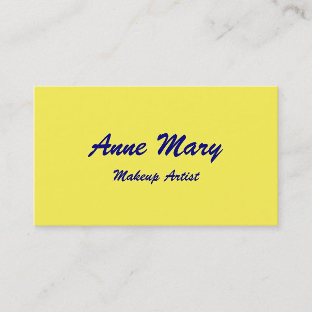 Carte De Visite Bright Jaune Marine Maquillage Bleu Artiste Salon  (Devant)