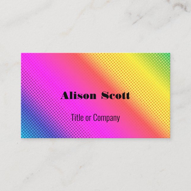 Carte De Visite Bright Neon Rainbow Médias sociaux modernes (Devant)