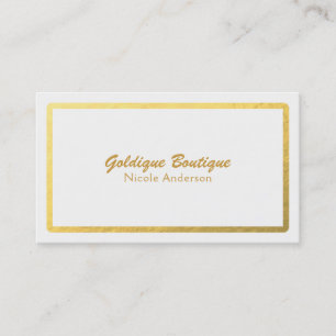Carte De Visite Brillant blanc & or Faux Foil brillant minimum Gla