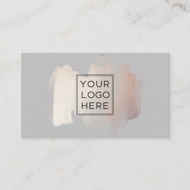 Carte De Visite Brise-brosse chic | Faux Rose Gold avec logo (Devant)