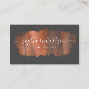 Carte De Visite Brise-brosse chic   Faux Rose Gold sur Grey