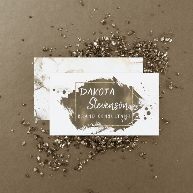 Carte De Visite Brise-pinceau d'or | Moderne Splatter Chic (Créateur téléchargé)