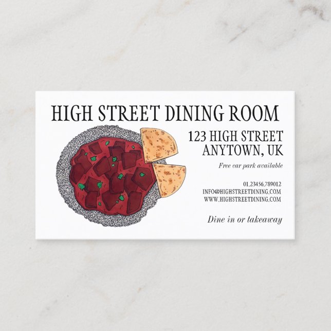 Carte De Visite Britanniques Alimentation Indien Takeaway Poulet T (Devant)