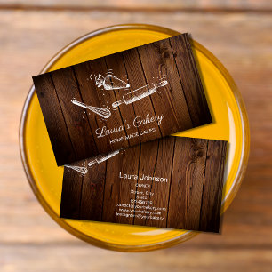Carte De Visite broche à rouler & whisky cupcake Bakery Bois rusti