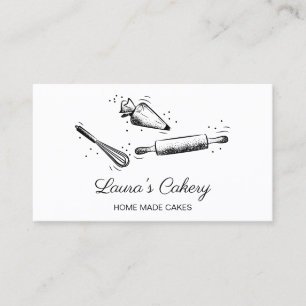 Carte De Visite broche à rouler & whisky cupcake Bakery Noir et bl