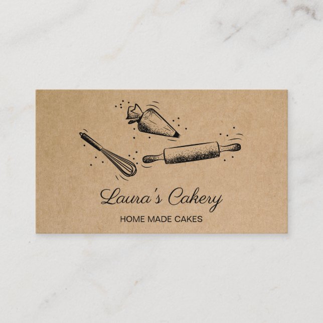 Carte De Visite broche à rouler & whisky cupcake Bakery Papier art (Devant)