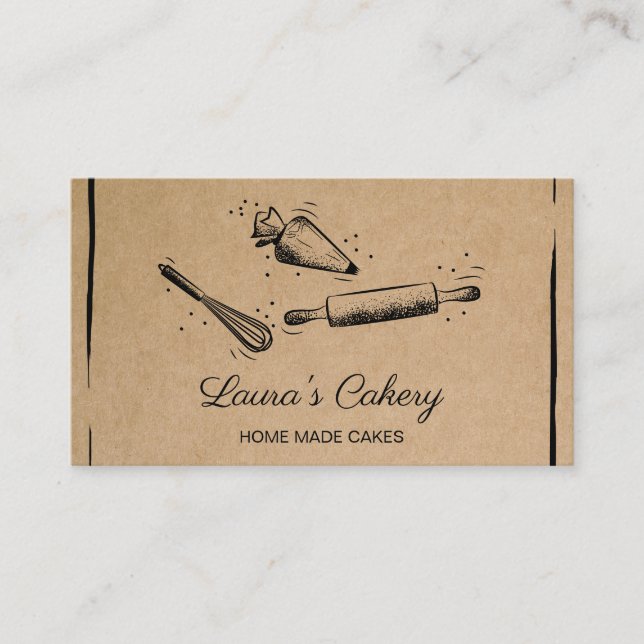 Carte De Visite broche à rouler & whisky cupcake Bakery Papier art (Devant)