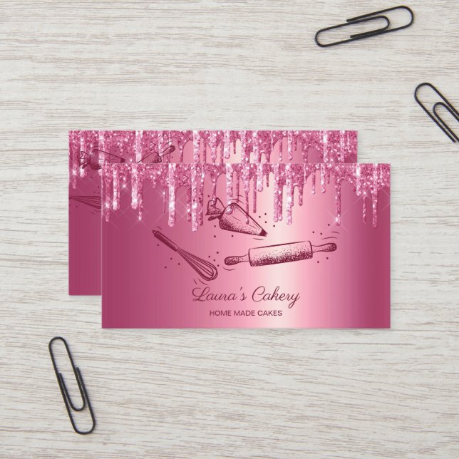 Carte De Visite broche à rouler & whisky cupcake Boulangerie Drivi (Devant/Arrière en situation)