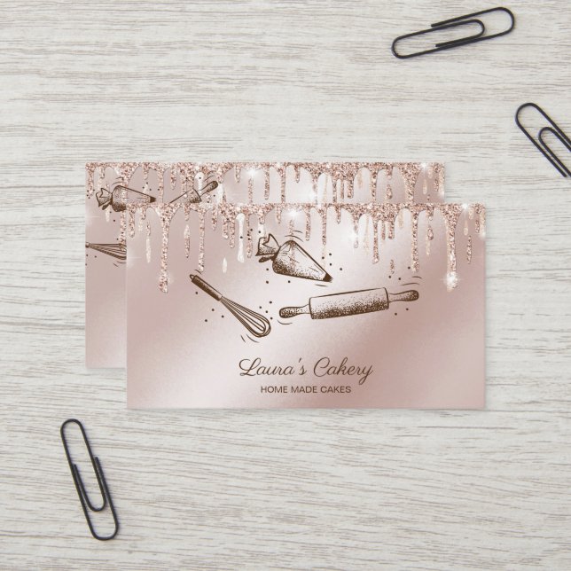 Carte De Visite broche à rouler & whisky cupcake Boulangerie Drivi (Devant/Arrière en situation)