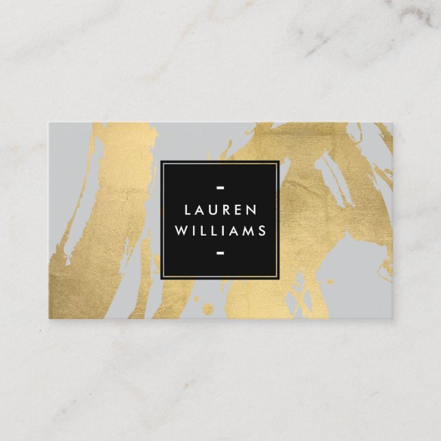 Carte De Visite Brochures Abstraites Faux Gold sur Grey (Devant)