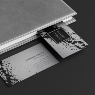 Carte De Visite Brochures en argent noir Fashion Stylist Designer