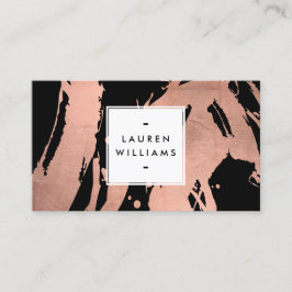 Carte De Visite Brochures or Rose Abstrait sur noir