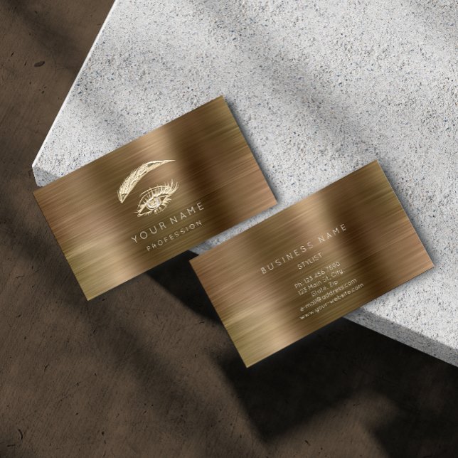 Carte De Visite Brochures professionnelles maquillage oeil doré Br (Créateur téléchargé)