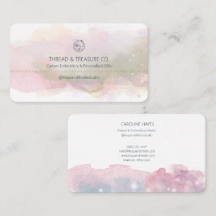 Carte De Visite Broderie Aquarelle Pastel