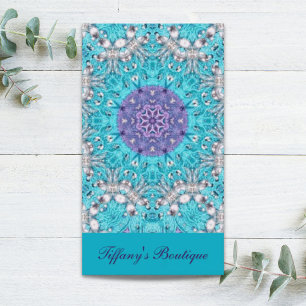Carte De Visite Broderie ethnique tzigane turquoise bleu bohème