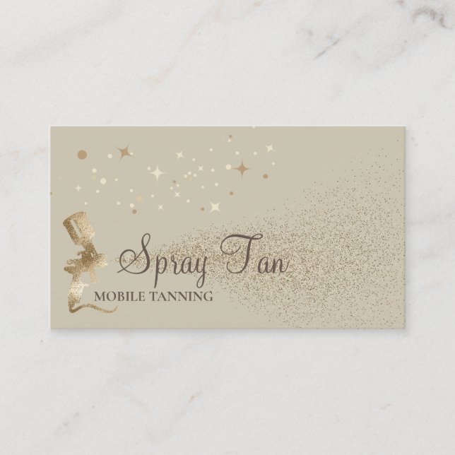 Carte De Visite Bronzage en or étincelant beige (Devant)