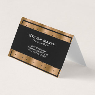 Carte De Visite Bronze métallique avec Rivets   Bordure noire