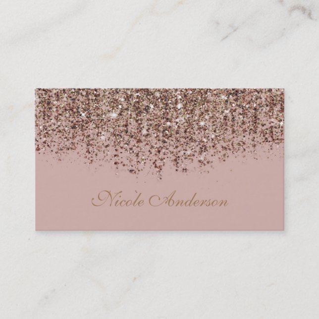 Carte De Visite Bronze rose Taupe Parties scintillant or Glam (Devant)