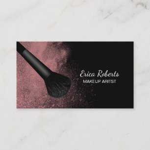 Carte De Visite Brosse à maquillage avec Poudre rose Salon moderne