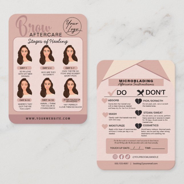 Carte De Visite Brosse à sourcils Microblading Instructions pour l (Devant / Derrière)